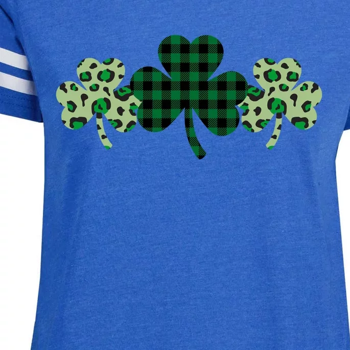 St Patricks Day Shamrock Pattern Enza Ladies Jersey Football T-Shirt