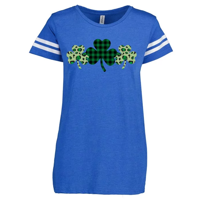 St Patricks Day Shamrock Pattern Enza Ladies Jersey Football T-Shirt