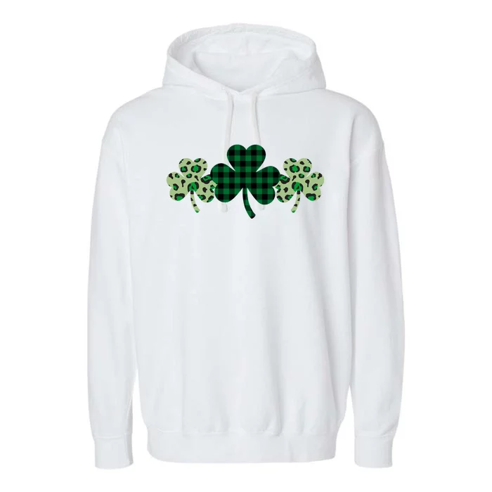 St Patricks Day Shamrock Pattern Garment-Dyed Fleece Hoodie