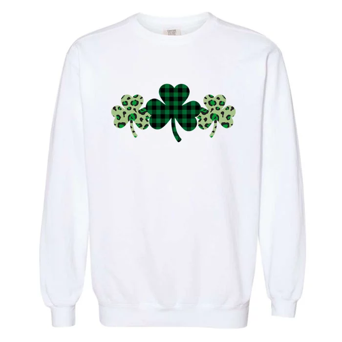 St Patricks Day Shamrock Pattern Garment-Dyed Sweatshirt