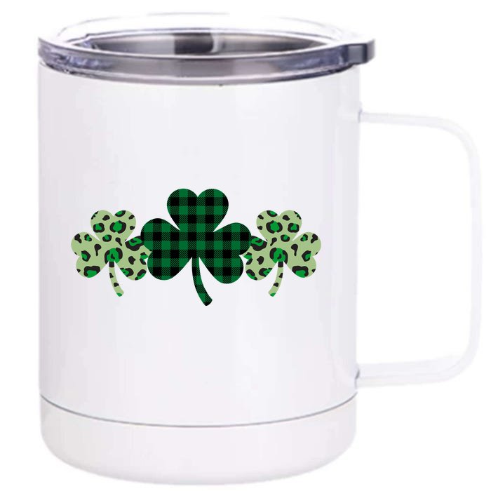 St Patricks Day Shamrock Pattern Front & Back 12oz Stainless Steel Tumbler Cup