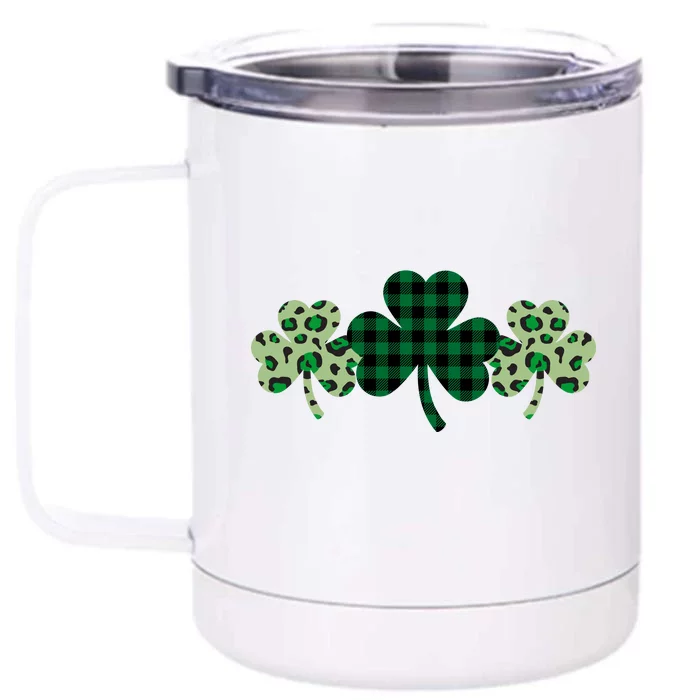 St Patricks Day Shamrock Pattern Front & Back 12oz Stainless Steel Tumbler Cup