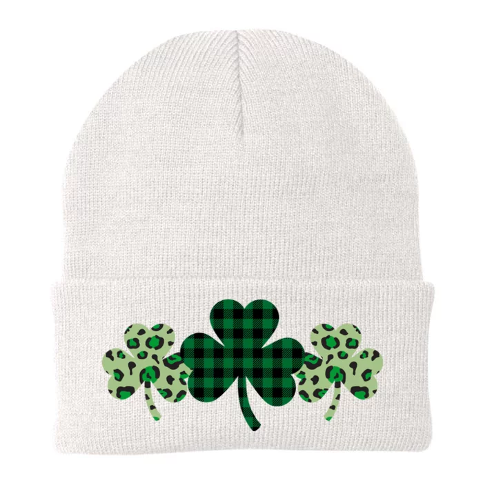 St Patricks Day Shamrock Pattern Knit Cap Winter Beanie