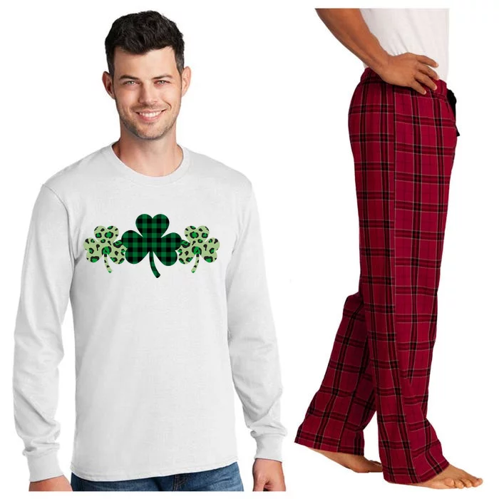 St Patricks Day Shamrock Pattern Long Sleeve Pajama Set