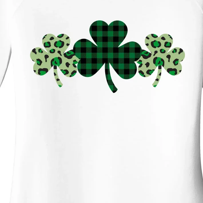 St Patricks Day Shamrock Pattern Women's Perfect Tri Tunic Long Sleeve Shirt