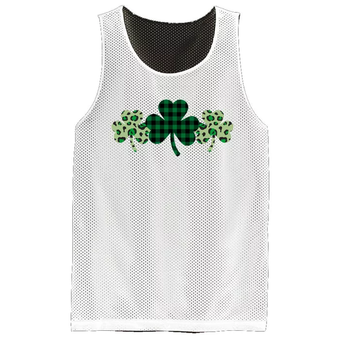 St Patricks Day Shamrock Pattern Mesh Reversible Basketball Jersey Tank