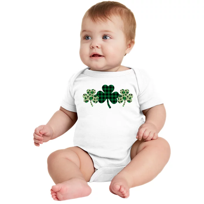 St Patricks Day Shamrock Pattern Baby Bodysuit