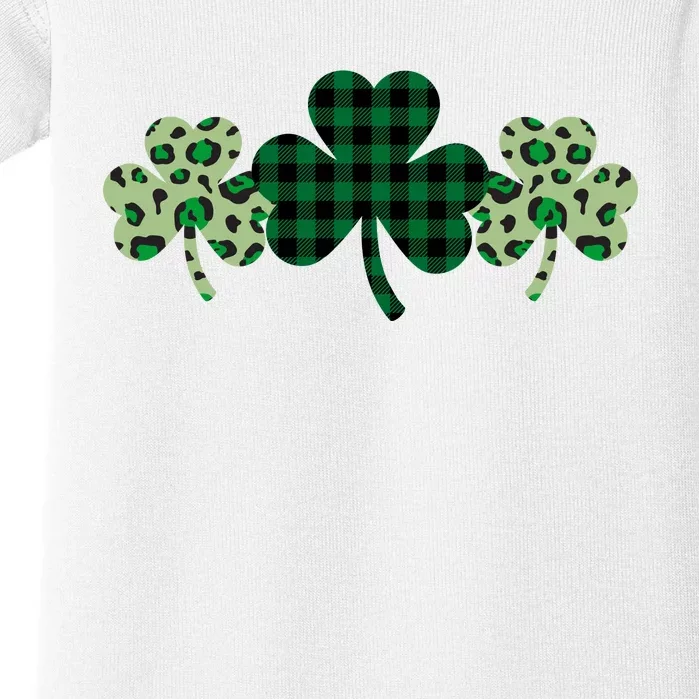 St Patricks Day Shamrock Pattern Baby Bodysuit