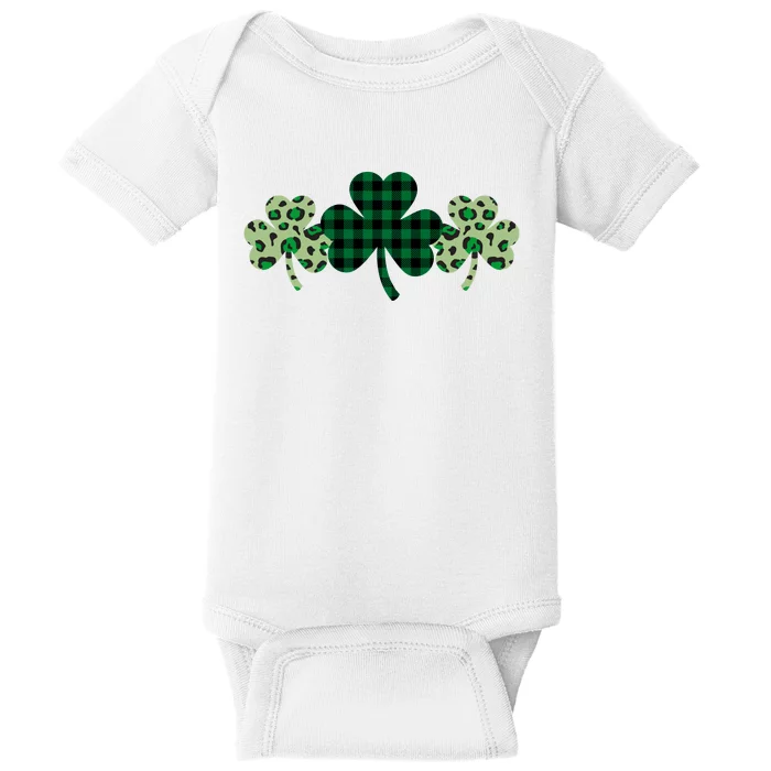 St Patricks Day Shamrock Pattern Baby Bodysuit