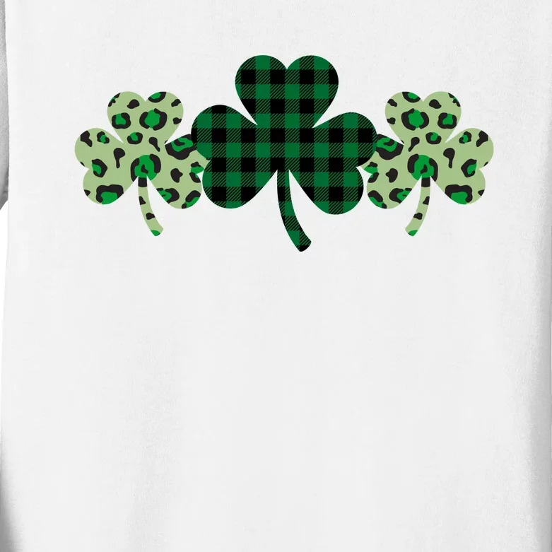 St Patricks Day Shamrock Pattern Kids Long Sleeve Shirt