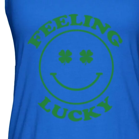 St Patrick's Day Feeling Lucky Round Smiley Trendy Gift Ladies Essential Flowy Tank