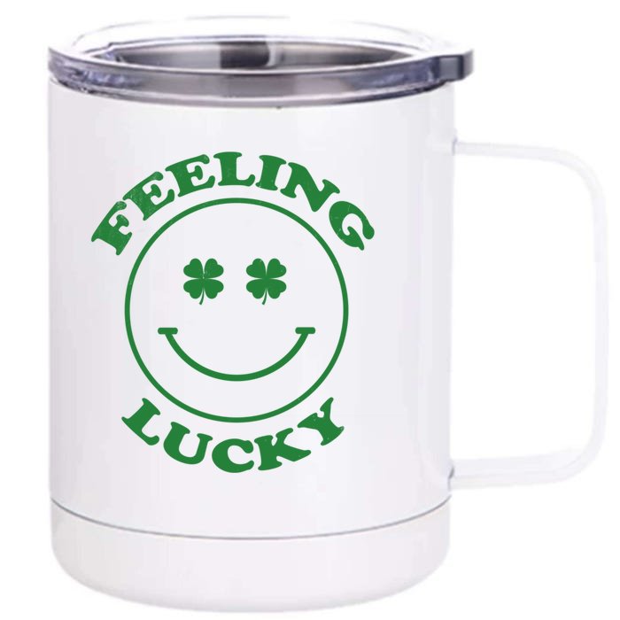 St Patrick's Day Feeling Lucky Round Smiley Trendy Gift Front & Back 12oz Stainless Steel Tumbler Cup