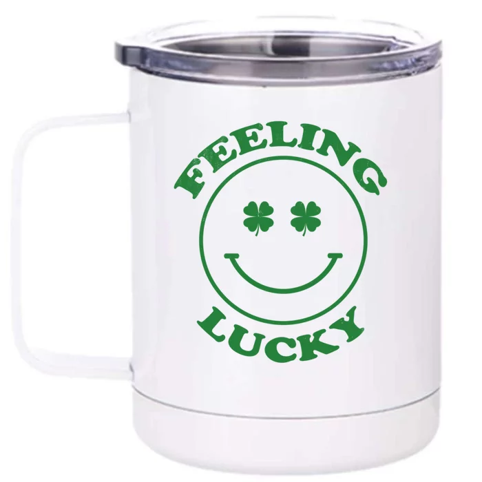 St Patrick's Day Feeling Lucky Round Smiley Trendy Gift Front & Back 12oz Stainless Steel Tumbler Cup