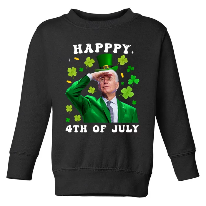 St. Patrick's Day Funny Joe Biden Happy 4th Of July Patricks Toddler Sweatshirt