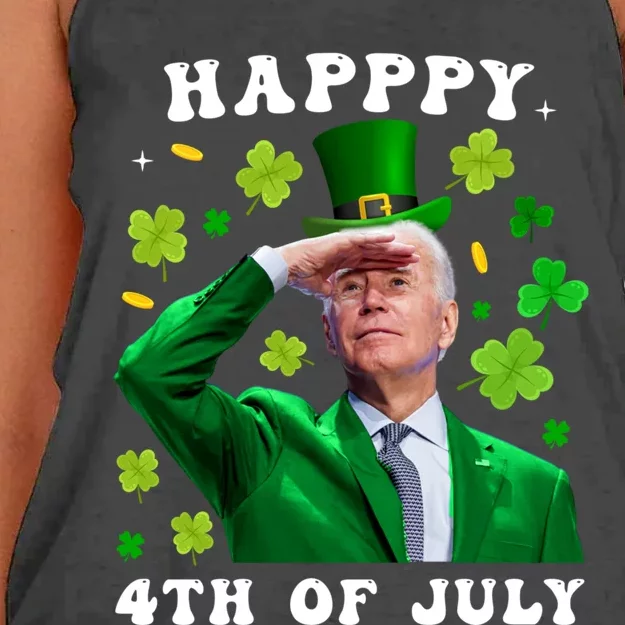 St. Patrick's Day Funny Joe Biden Happy 4th Of July Patricks Women's Knotted Racerback Tank