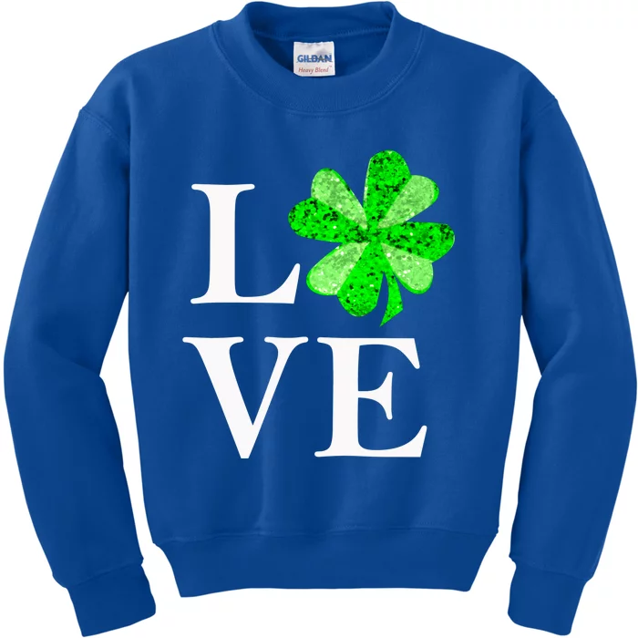 St Patrick's Day Love Gift Lucky Shamrock Gift Kids Sweatshirt