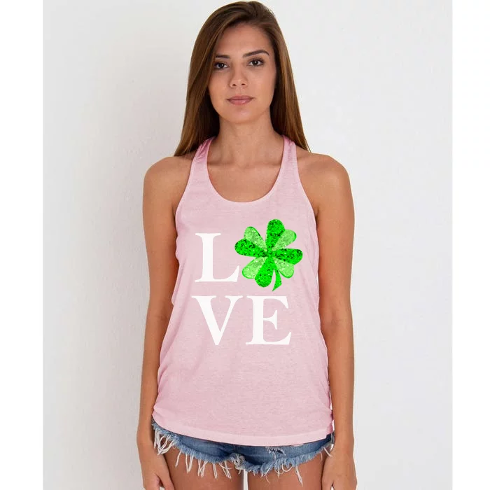 St Patrick's Day Love Gift Lucky Shamrock Gift Women's Knotted Racerback Tank