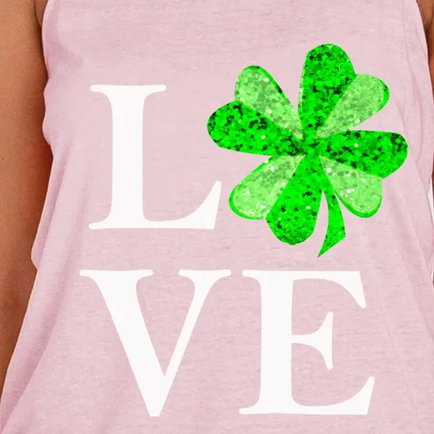 St Patrick's Day Love Gift Lucky Shamrock Gift Women's Knotted Racerback Tank