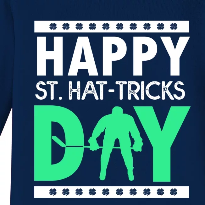 St Patricks Day Ice Hockey Happy St Hatgifttricks Da Gift Baby Long Sleeve Bodysuit