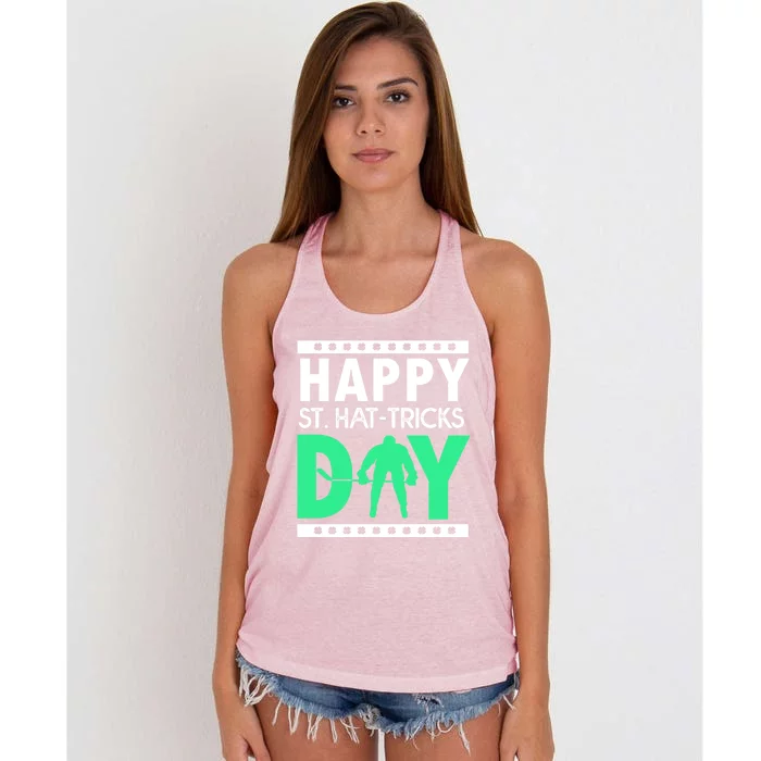 St Patricks Day Ice Hockey Happy St Hatgifttricks Da Gift Women's Knotted Racerback Tank