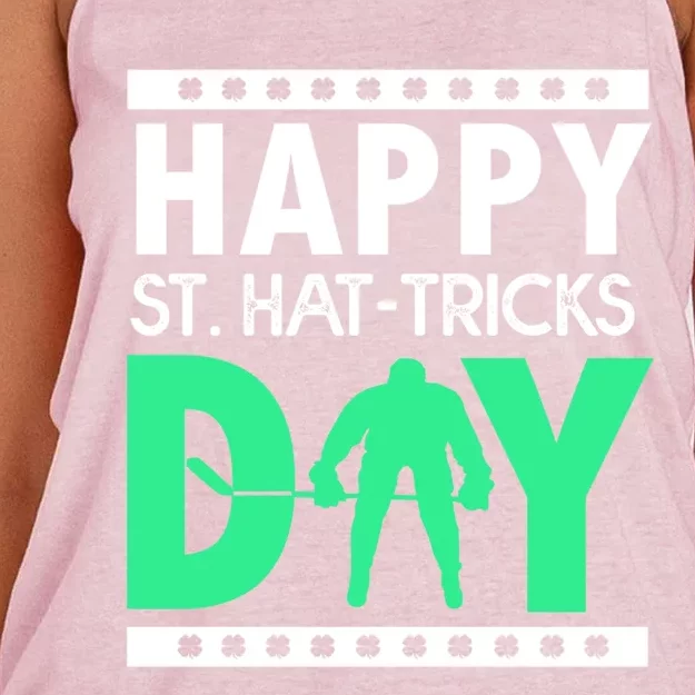 St Patricks Day Ice Hockey Happy St Hatgifttricks Da Gift Women's Knotted Racerback Tank