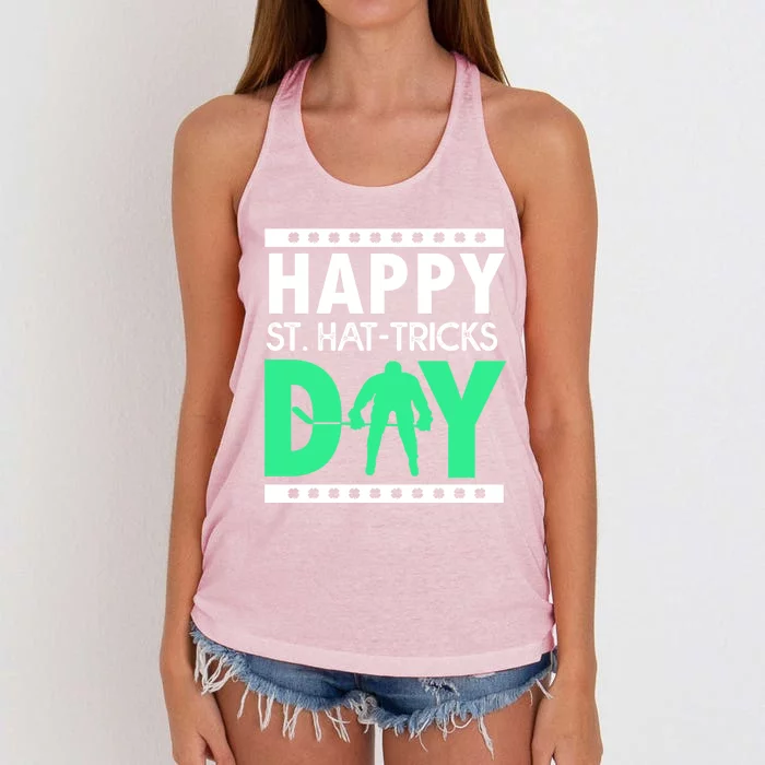 St Patricks Day Ice Hockey Happy St Hatgifttricks Da Gift Women's Knotted Racerback Tank