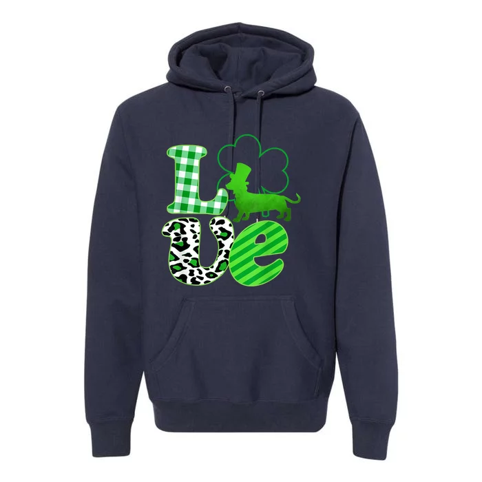 St Patricks Day Love Dachshund Weiner Dogs Gifft Premium Hoodie