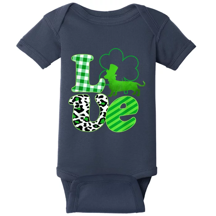 St Patricks Day Love Dachshund Weiner Dogs Gifft Baby Bodysuit