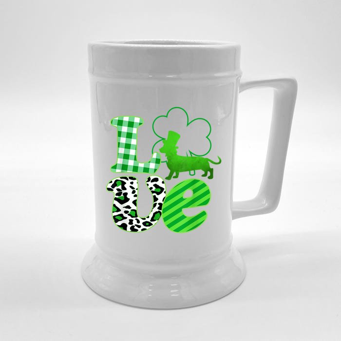 St Patricks Day Love Dachshund Weiner Dogs Gifft Front & Back Beer Stein