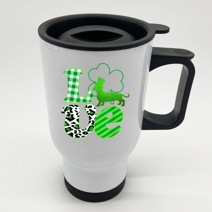 St Patricks Day Love Dachshund Weiner Dogs Gifft Front & Back Stainless Steel Travel Mug