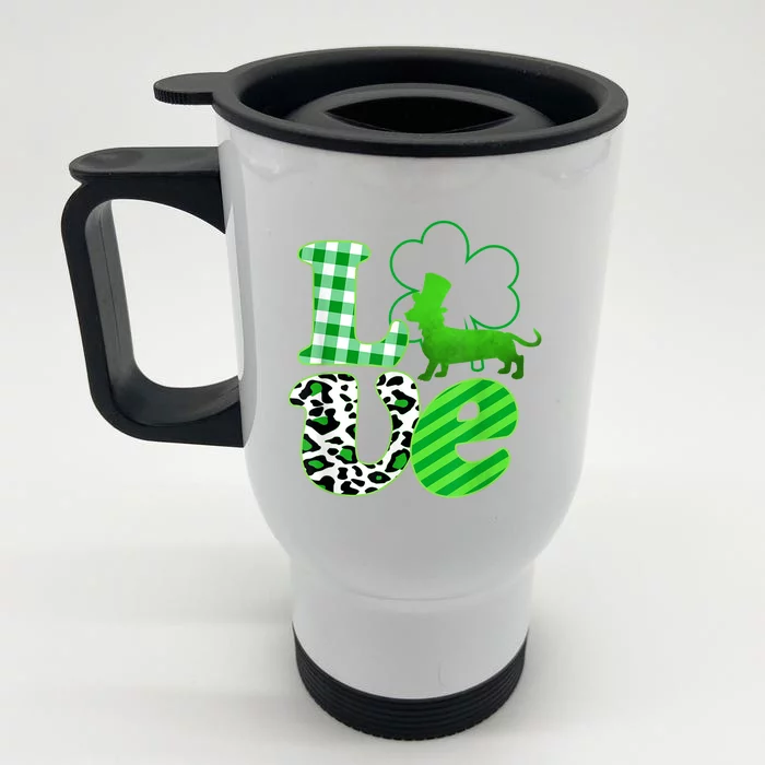 St Patricks Day Love Dachshund Weiner Dogs Gifft Front & Back Stainless Steel Travel Mug