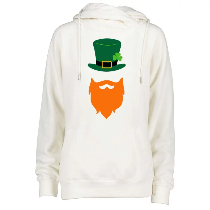 St Patrick's Day Beard Guy Funny Womens Funnel Neck Pullover Hood