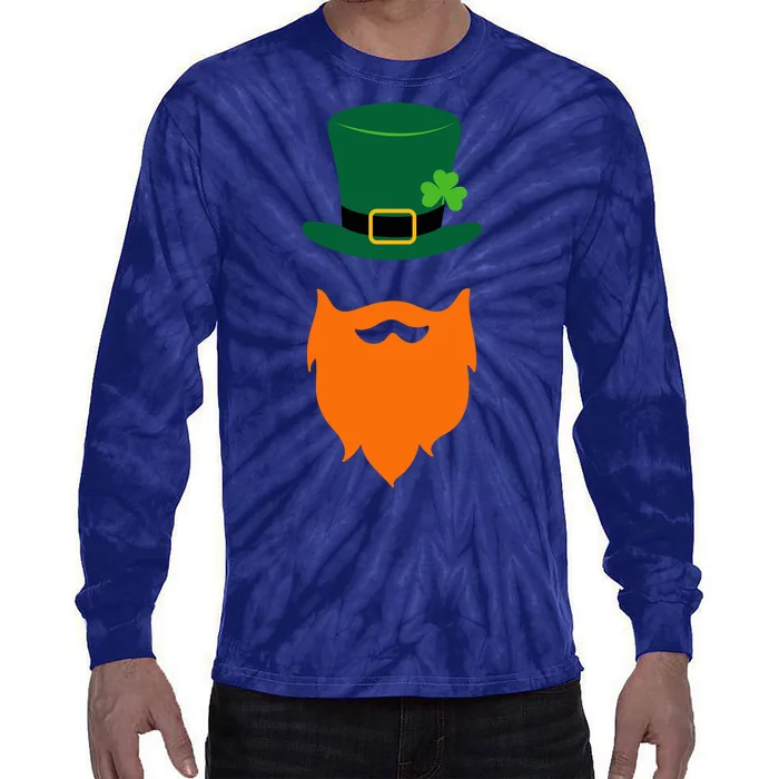 St Patrick's Day Beard Guy Funny Tie-Dye Long Sleeve Shirt