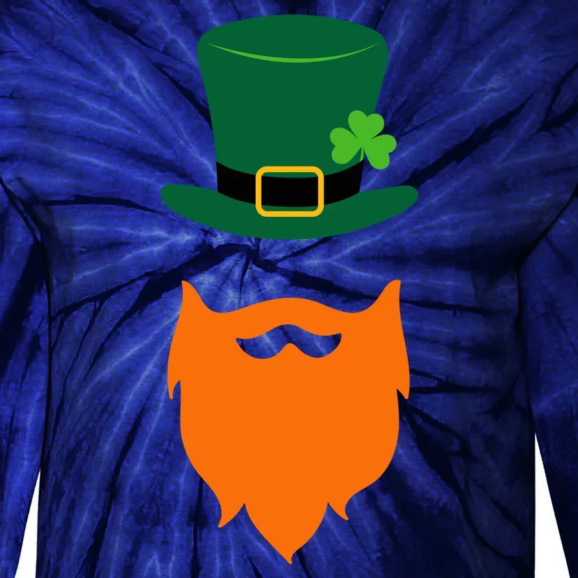 St Patrick's Day Beard Guy Funny Tie-Dye Long Sleeve Shirt