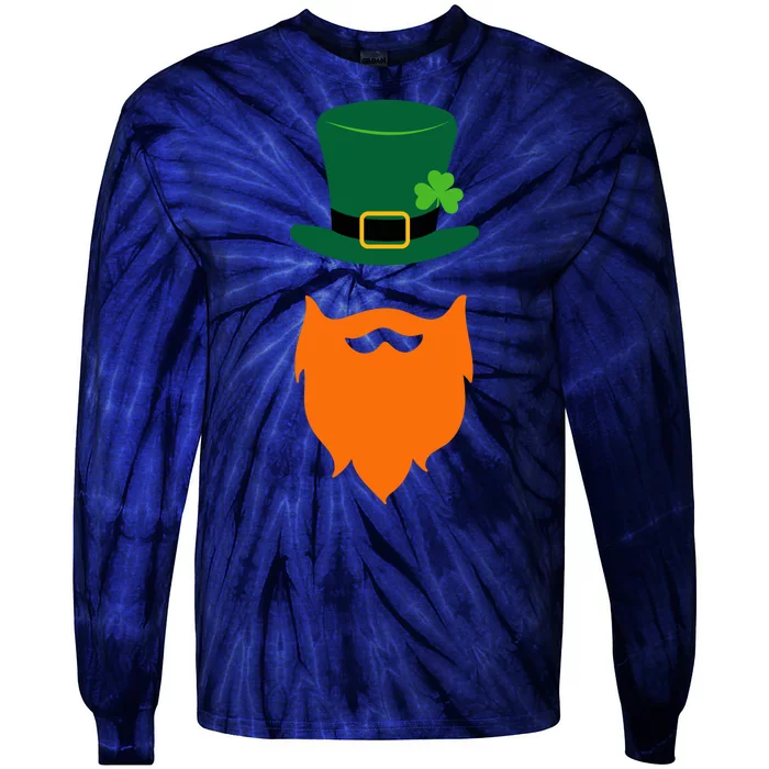 St Patrick's Day Beard Guy Funny Tie-Dye Long Sleeve Shirt