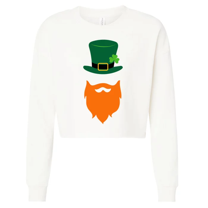 St Patrick's Day Beard Guy Funny Cropped Pullover Crew