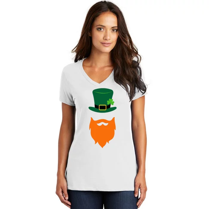 St Patrick's Day Beard Guy Funny Women's V-Neck T-Shirt