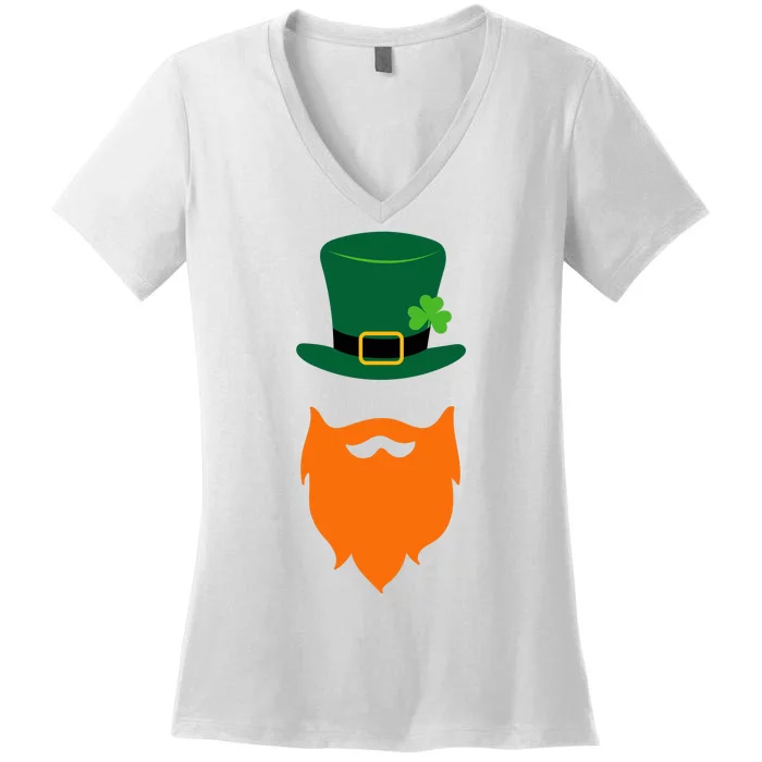 St Patrick's Day Beard Guy Funny Women's V-Neck T-Shirt