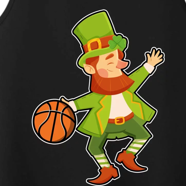 St Patricks Day Basketball Leprechaun Basketball Gift Performance Tank