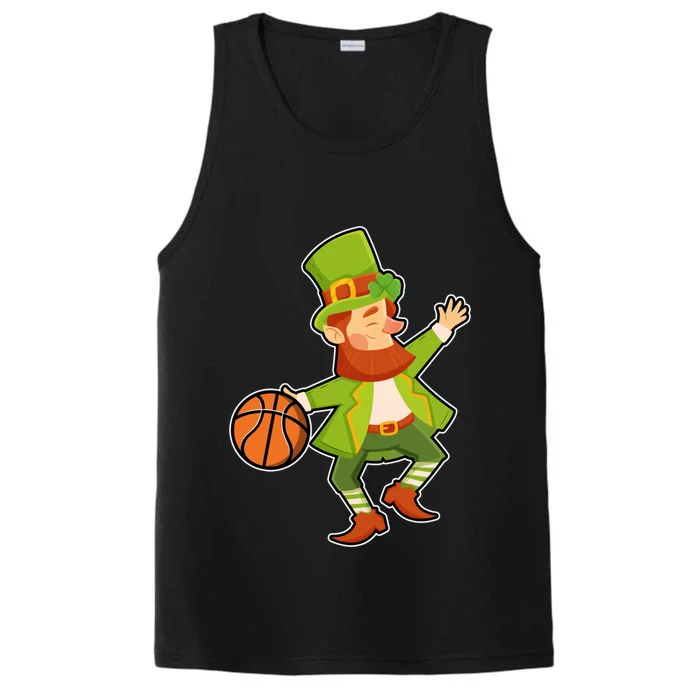 St Patricks Day Basketball Leprechaun Basketball Gift Performance Tank