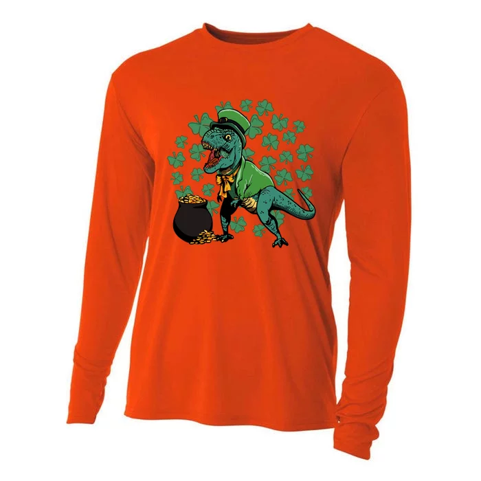 St Patrick's Day Funny Dinosaur Tgiftrex Happy St Pat Trex Day Gift Cooling Performance Long Sleeve Crew