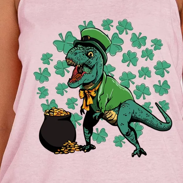 St Patrick's Day Funny Dinosaur Tgiftrex Happy St Pat Trex Day Gift Women's Knotted Racerback Tank