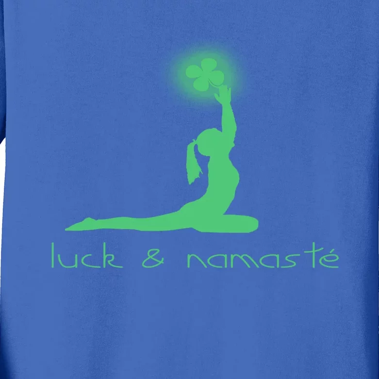 St Patricks Day Cute Gift Luck And Namaste Cool Gift Kids Long Sleeve Shirt