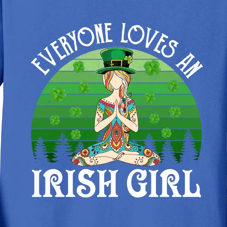 St Patricks Day Everyone Loves An Irish Yoga Gift Kids Long Sleeve Shirt