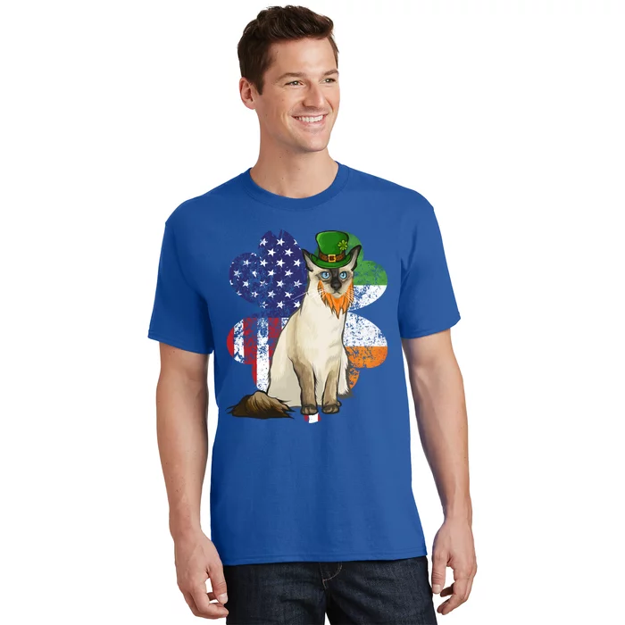 St Patricks Day Irish American Flag Balinesegiftjavanese Cat Great Gift T-Shirt