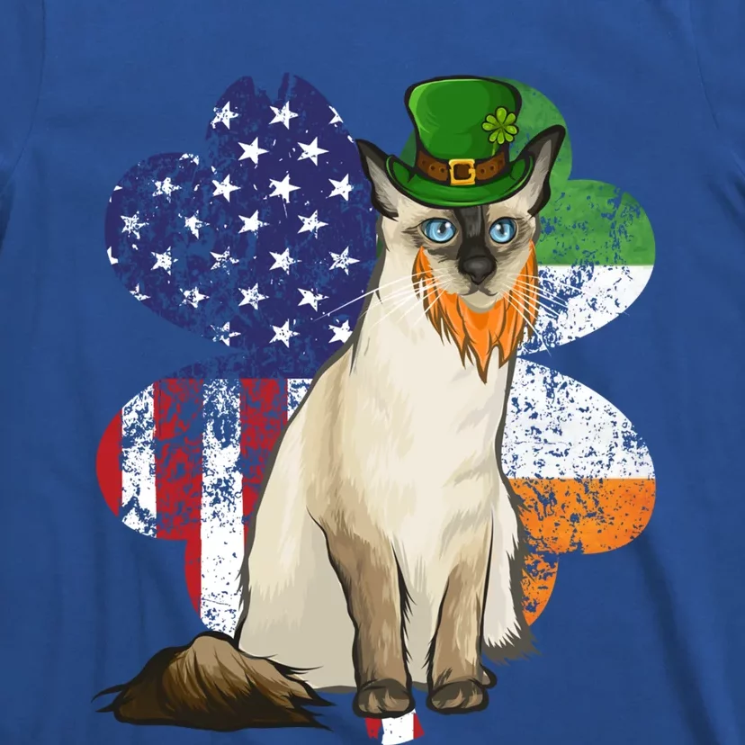 St Patricks Day Irish American Flag Balinesegiftjavanese Cat Great Gift T-Shirt