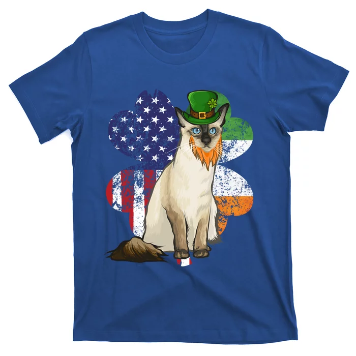 St Patricks Day Irish American Flag Balinesegiftjavanese Cat Great Gift T-Shirt