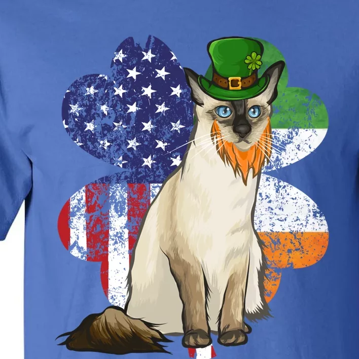 St Patricks Day Irish American Flag Balinesegiftjavanese Cat Great Gift Tall T-Shirt