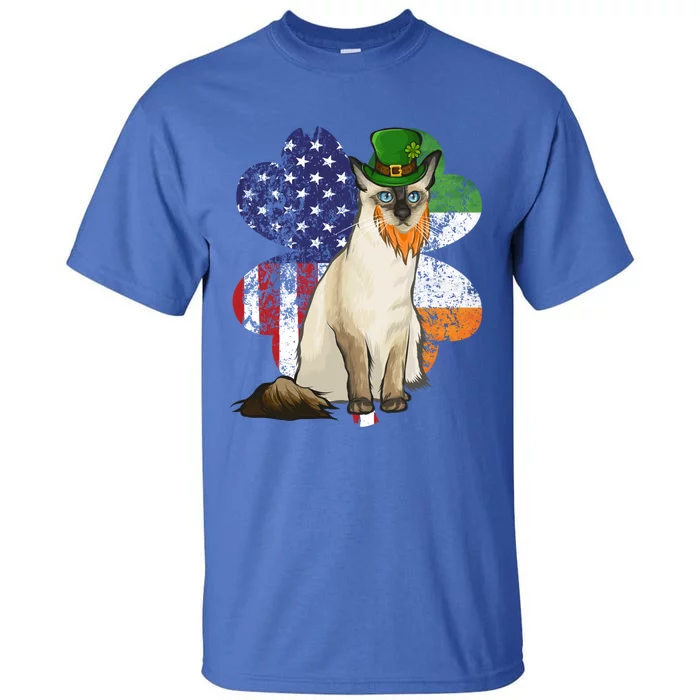 St Patricks Day Irish American Flag Balinesegiftjavanese Cat Great Gift Tall T-Shirt