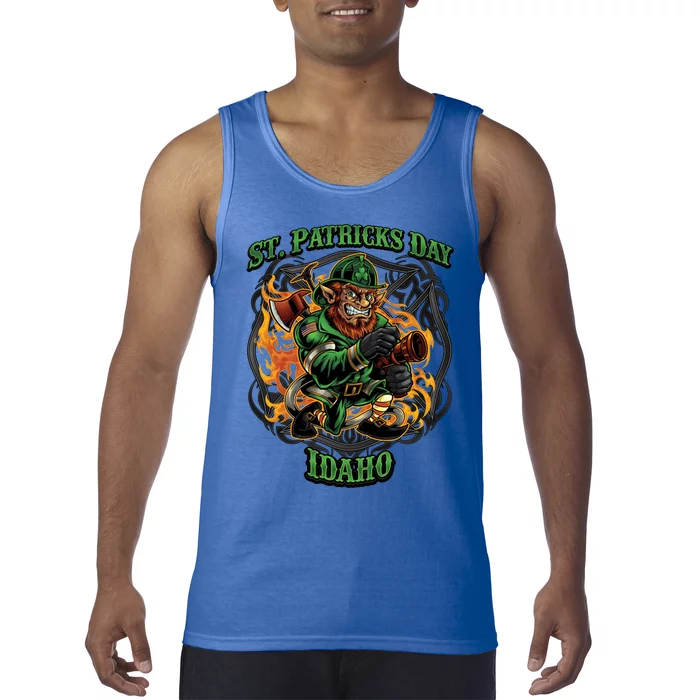 St Patrick's Day Idaho Irish American Heritage Firefighter Great Gift Tank Top